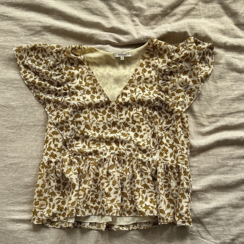 Madewell Yellow and Cream Floral Blouse